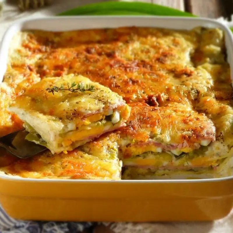 Leek and Rice Bechamel Lasagna