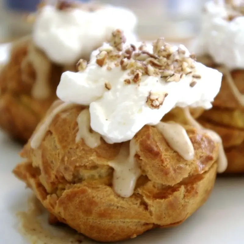 Pumpkin Custard Profiteroles with Maple Sugared Glaze