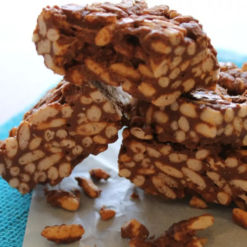 Peanut Butter and Chocolate Puffed Rice Treats