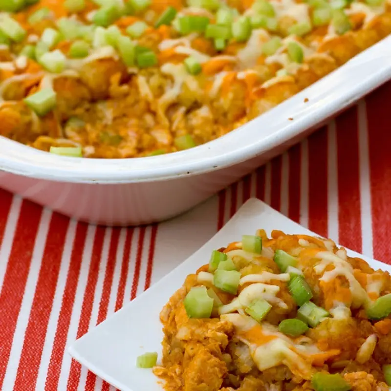 Buffalo Chicken Tater Tot Casserole