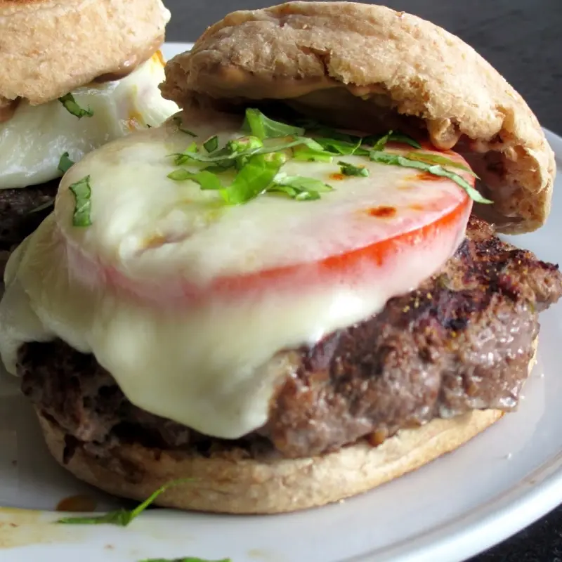 Caprese Sirloin Burgers with Balsamic Mayo