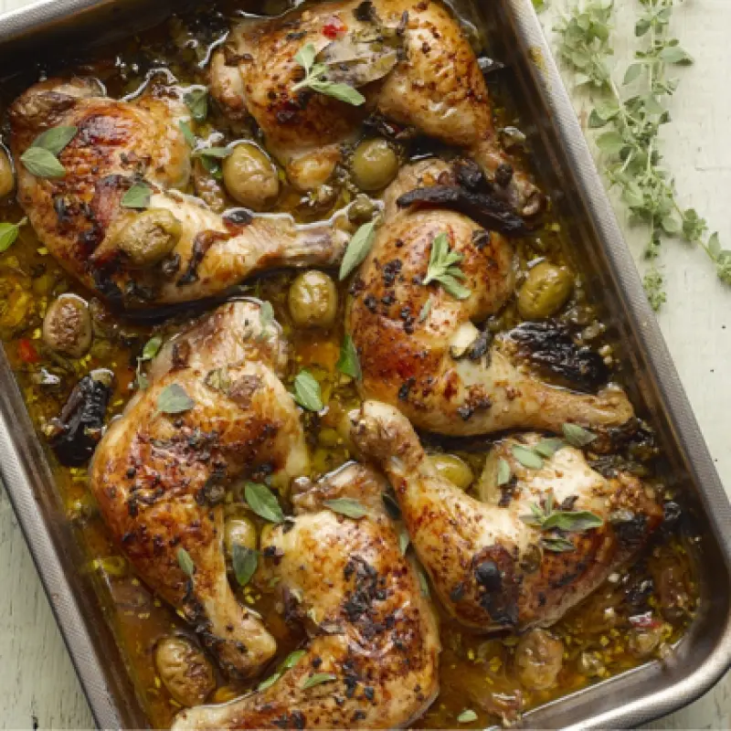 Roasted Chicken With Dates, Olives and Capers