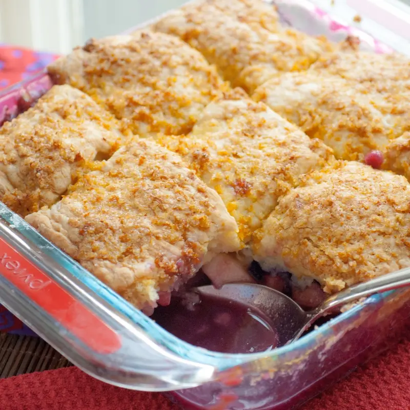 Rhubarb Apple Blueberry Cobbler