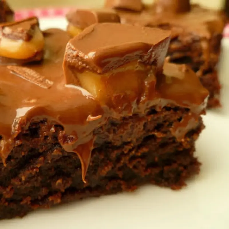 Nutella Frosted Caramel Topped Brownies