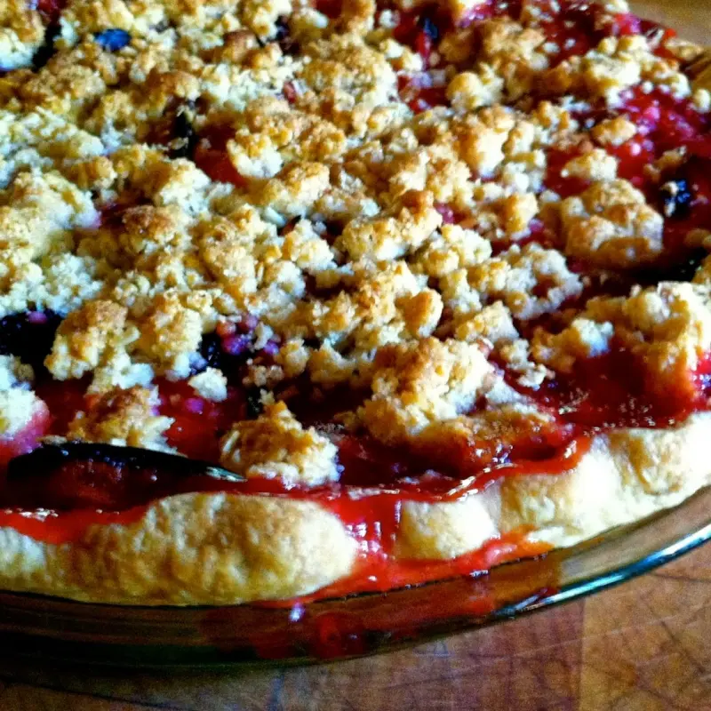 Plum Blackberry Streusel Pie