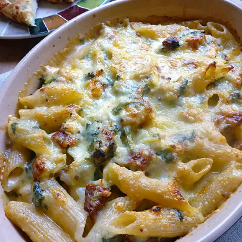 Creamy Leek and Bacon Pasta Bake
