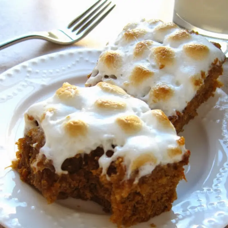 Sweet Potato Blondies with Marshmallow Topping