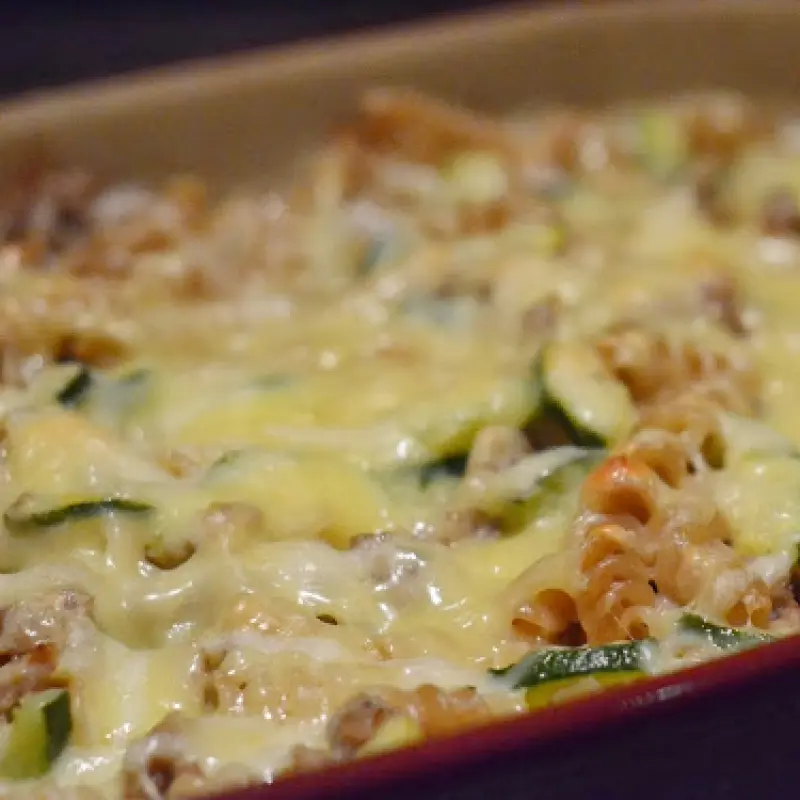 Fusilli with Sausage, Zucchini and Cheese
