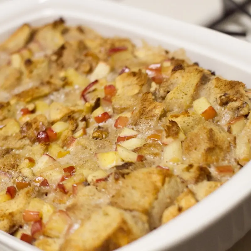 Apple Walnut Raisin Bread Pudding