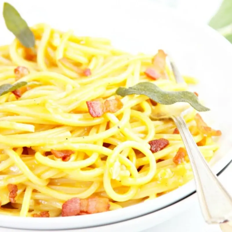 Winter Squash Carbonara With Fried Sage Leaves