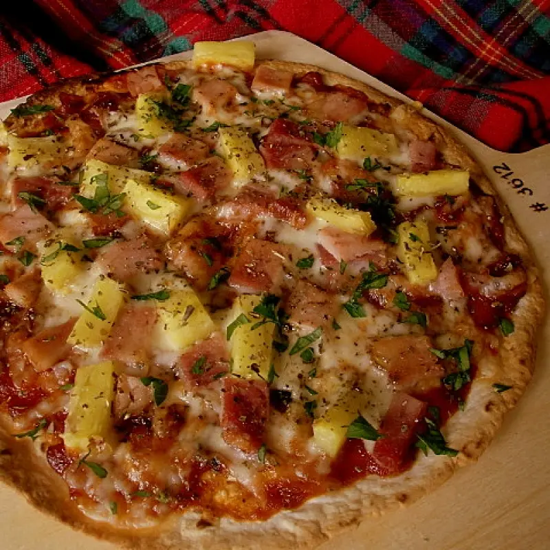 Honey Ham and Fresh Pineapple Tortilla Pizza