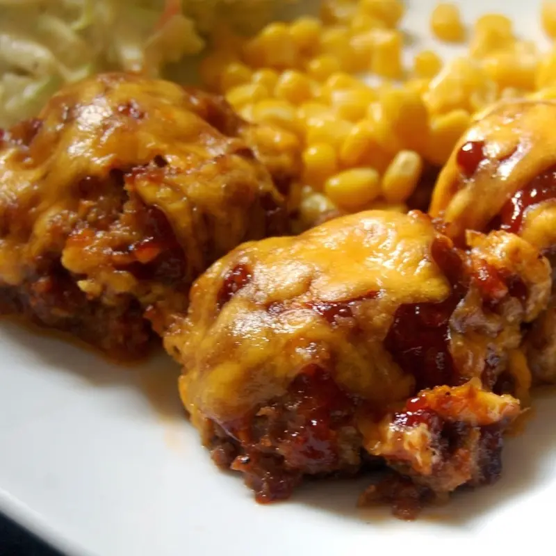 BBQ Sauce Cheddar Meatloaf Muffins