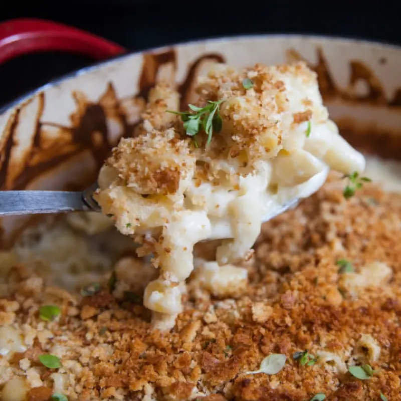 Macaroni and Cheese with Basil Breadcrumb Topping
