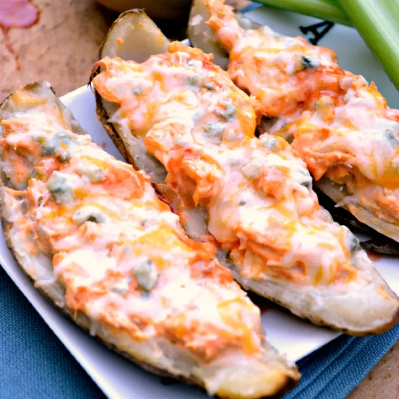 Buffalo Chicken Potato Skins