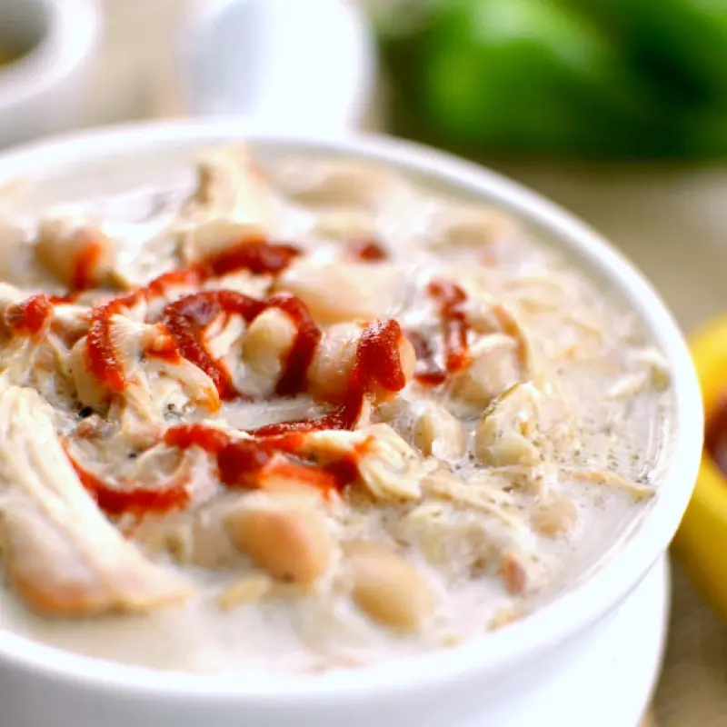 Creamy Sriracha White Chicken Chili