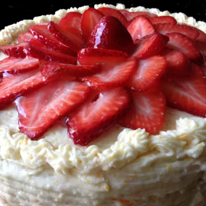 Strawberry Cake with Orange Buttercream
