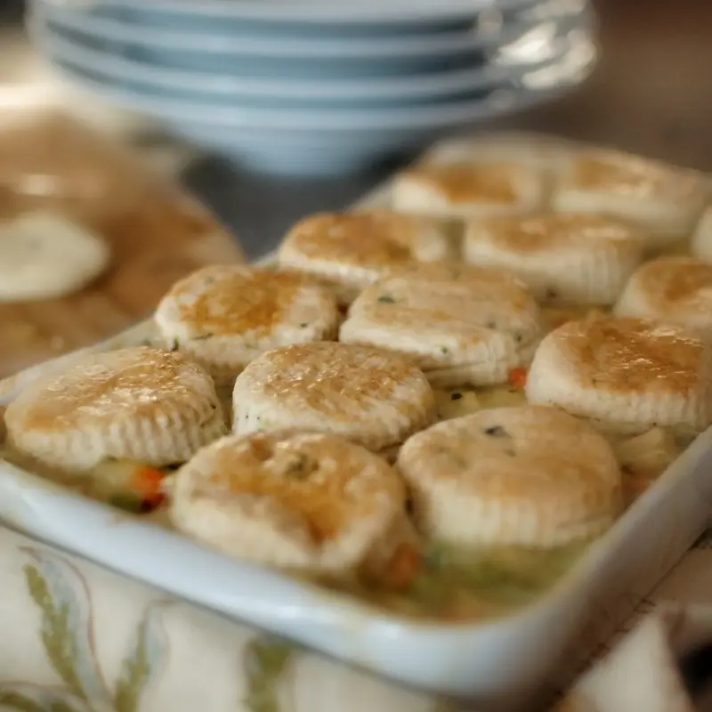Autumn Chicken Stew with Biscuits