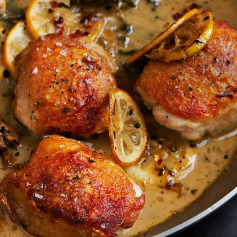Roasted Chicken Thighs with Lemon and Oregano