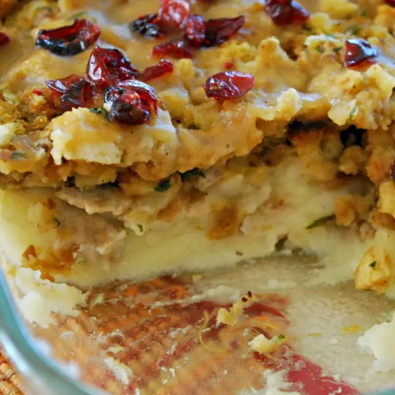Potato Turkey and Stuffing Casserole