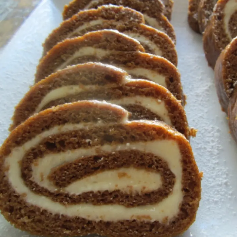 Lightened Up Pumpkin Cream Cake Roll