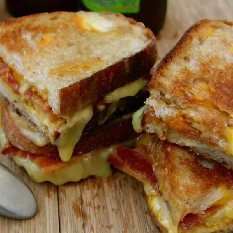 Grilled Cheese Sandwich With Crispy Bacon and Pumpkin Mustard