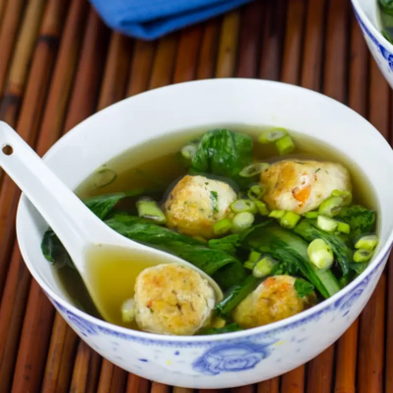 Chicken and Shrimp Meatballs in Broth
