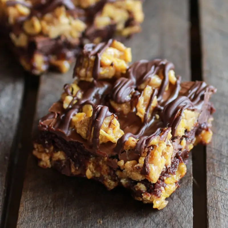 Chewy Chocolate Drenched Peanut Butter Cornflake Crunch Fudge Brownies