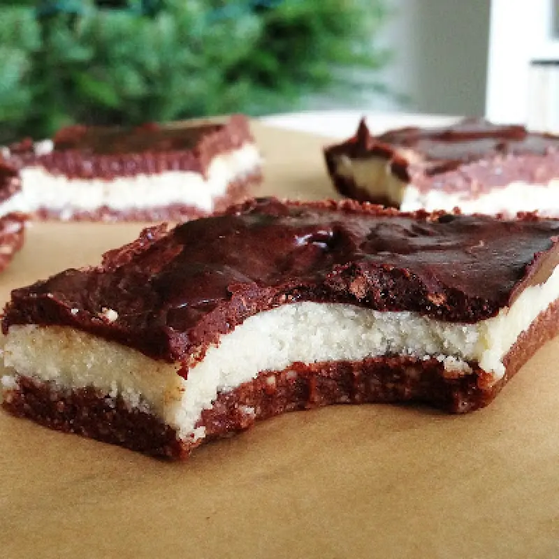 Raw Triple Layer Mint Fudge Brownies