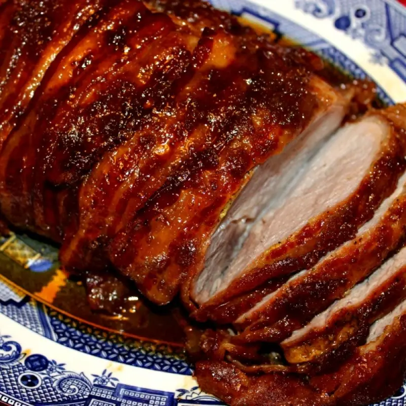 Bacon Wrapped Maple Glazed Pork Loin