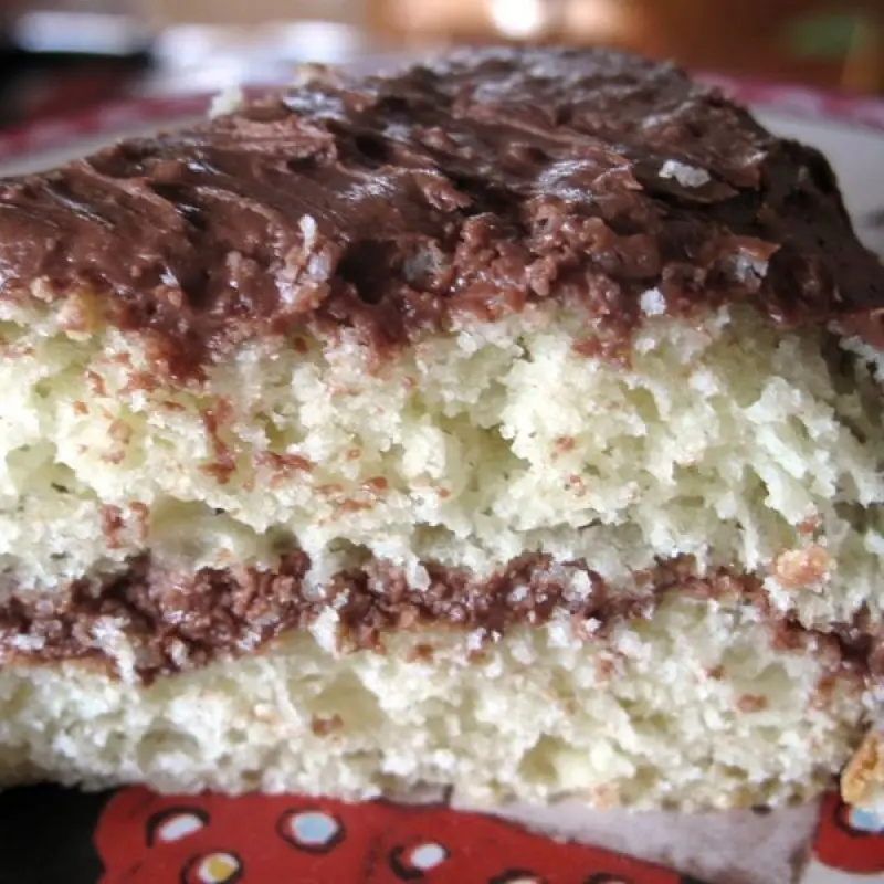 White Cake with Chocolate Frosting