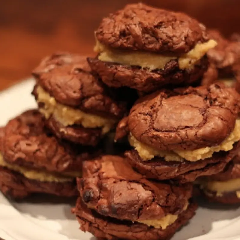 Brownie Cookies With Peanut Butter Frosting