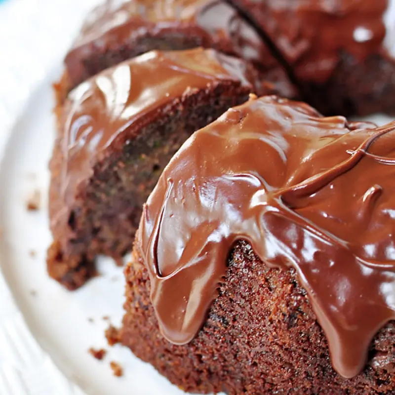 Zucchini Fudge Bundt Cake with Chocolate Glaze