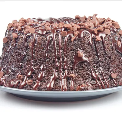 Triple Chocolate Cake with Chocolate Chips and Glaze