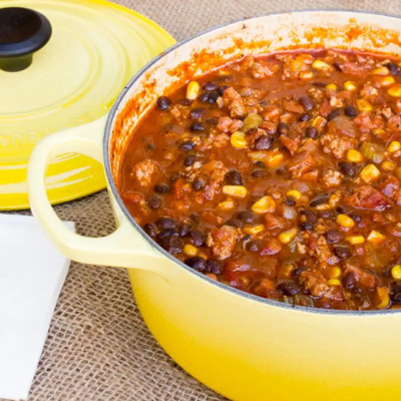 Smoked Pork, Black Bean and Corn Chili
