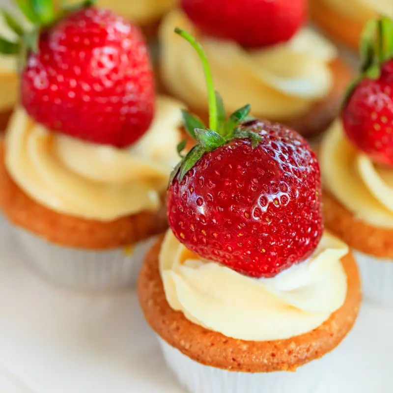 Strawberries and Whip Cream Mini Cupcakes