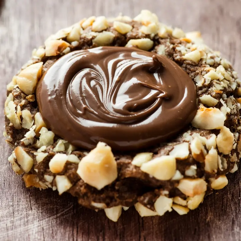 Double Chocolate Hazelnut Thumbprint Cookies