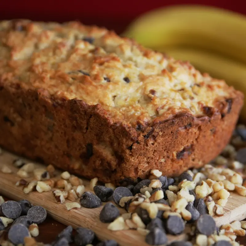 Banana Loaf With Chocolate Chips and Nuts