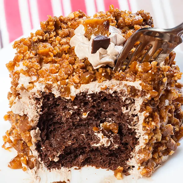 Mini Toffee Covered Chocolate Cake