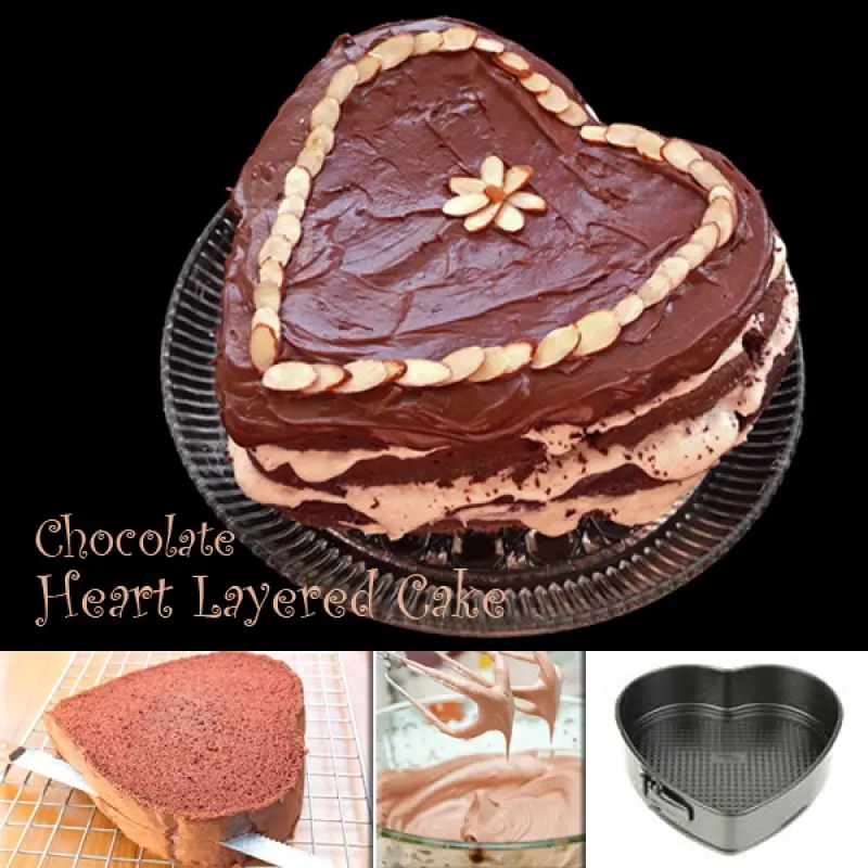 Chocolate Whipped Cream Layered Heart Cake