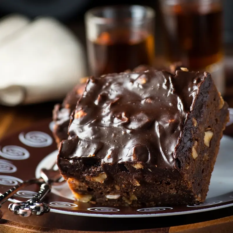 Walnut Brownies With Ganache Topping