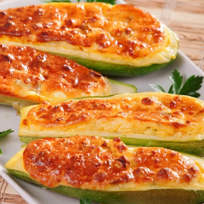 Zucchini Stuffed With Cheese