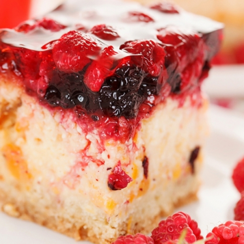 Peach Cake With Berry Jelly Recipe