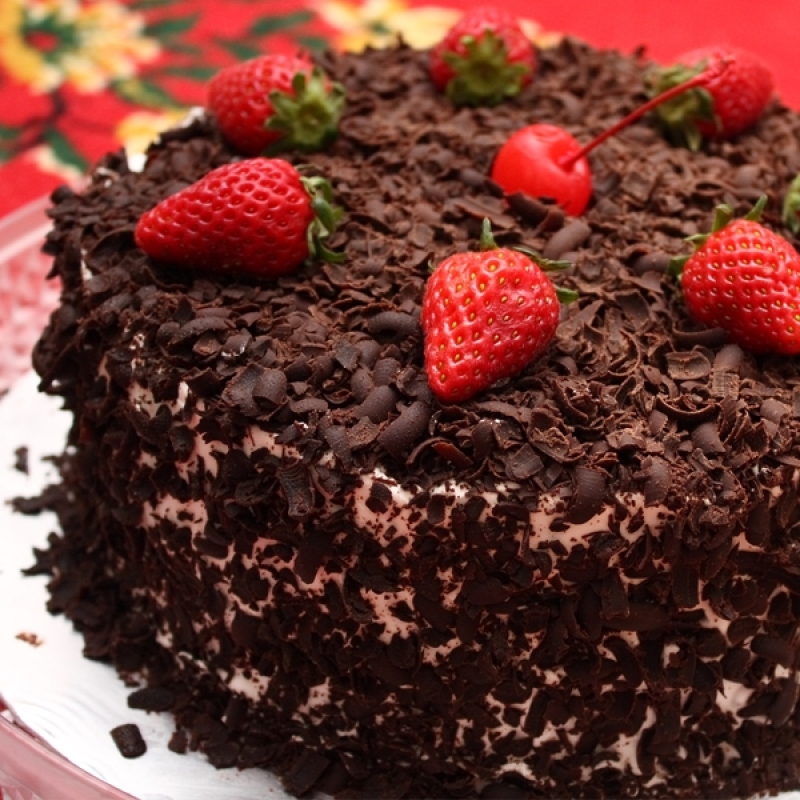 Strawberry Filled Double Chocolate Cake Recipe